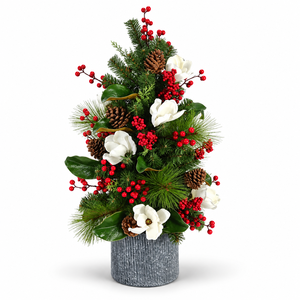 Árbol de Navidad Artificial Rústico de 2 pies con Ramas Flocadas, Cardenales Rojos, Piñas, Bayas de Algodón y Base de Yute - Product Image 4