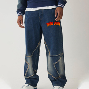 OEM/ODM Denim pour homme d'hiver, 100% Coton, coupe droite, poids moyen, délavé à la pierre, respirant, effet usé, style Hip Hop, tendance urbaine - Product Image 6
