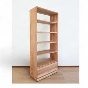 Indonesia <b>Solid</b> <b>Wood</b> Furniture Factory Jepara Modern Untreated Teak Wooden Bookshelf Luxury Living Room Multi-Tier <b>Bookcase</b> - Product Image 2