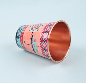 Gobelet en cuivre imprimé design, verre à eau décoratif, tasse à boisson colorée, vaisselle réutilisable, cadeau pour la maison, la cuisine et la salle à manger - Product Image 4
