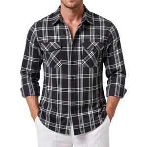 Custom Rust Ochre Plaid Casual Shirt <b>Jacket</b> <b>Men's</b> Polyester <b>Flannel</b> Chest Pockets Open Layered Styling Checked Shacket - Product Image 5