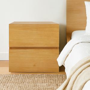 โต๊ะข้างเตียงทำจากไม้สไตล์มินิมอลพร้อมลิ้นชัก2ลิ้นชักเฟอร์นิเจอร์ห้องนอนขาตั้งข้างเตียงทำจากยางพาราเป็นมิตรกับสิ่งแวดล้อม - Product Image 1