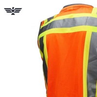 Profesyonel Kalite Yüksek Görünürlüklü Polyester Güvenlik Yeleği Unisex Yansıtıcı İş Kıyafeti Turuncu Cepli Şeritli Serigrafi Baskılı