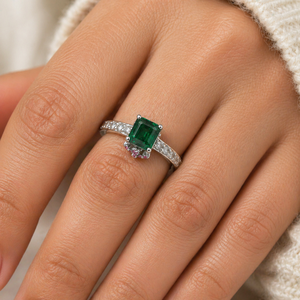 <b>Emerald</b> with Diamond Cut Gemstone <b>Ring</b> 925 Sterling <b>Silver</b> <b>Ring</b> Wholesale Natural <b>Emerald</b> Stone <b>Silver</b> <b>Ring</b> Jewelry Gift - Product Image 1