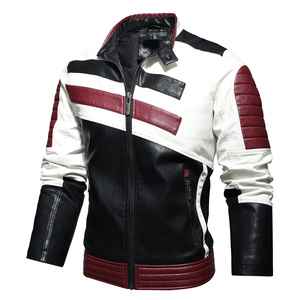 Veste en cuir synthétique pour homme, style bomber, avec doublure en velours, imperméable, fermeture éclair, style formel - Product Image 2