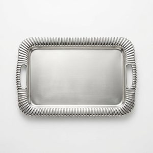 Handmade Aarohi Fluted Breakfast Tray 50 cm Satin Steel SS304 No Applied Handles Serving Tray for Home Use - Product Image 1