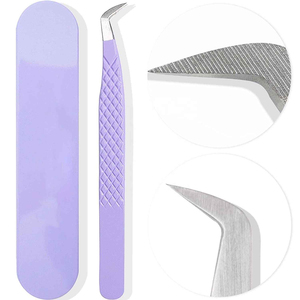 Pinzas para Pestañas Curvas y Rectas de Acero Inoxidable para Extensiones de Pestañas, Herramienta Profesional para Extensiones de Pestañas 906 - Product Image 1