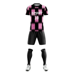 Conjunto Deportivo de Camiseta y Pantalones Cortos, Diseño a Cuadros Rosa y Negro, Sublimado, Secado Rápido, Manga Corta, Unisex, para Adultos, Ropa de Fútbol, Corte Regular - Product Image 2