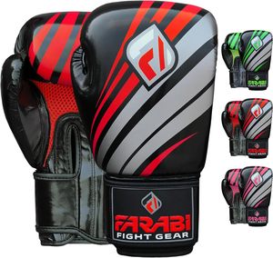 Gants de boxe unisexes Farabi Premium en cuir PU sur mesure, fermeture auto-agrippante, respirants, légers, anti-humidité, avec poignées ergonomiques - Product Image 1