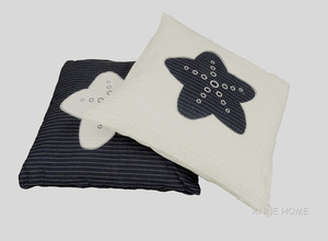 Anne Home - White Pillow <b>Blue</b> Star set of 2 Decorative <b>Throw</b> Pillows for Sofa Home Decor 41.91Lx41.91Wx12.7H cm - Product Image 3