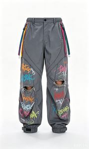 Pantalones Techwear Grises Premium - Pantalones Holgados Unisex con Cintura Elástica y Múltiples Bolsillos, Pantalones Cargo Urbanos - Product Image 6
