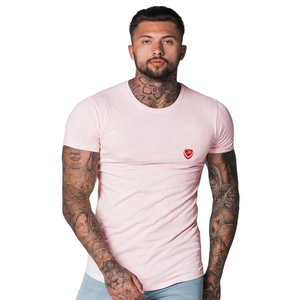 Camiseta de Hombre Rosa de Manga Larga con Cuello Redondo, Corte Regular, Tejido de Punto de Algodón, Color Sólido, Diseño Liso para Impresión Digital - Product Image 1