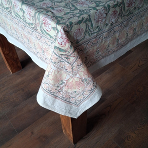 Mantel de Algodón Bauhaus Beige Gud con Estampado a Mano, 180x270cm, Hecho a Mano, Diseño Premium, Decoración para Mesa de Comedor, Regalo para el Hogar - Product Image 6