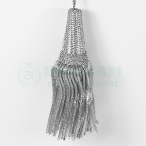 Premium <b>Silver</b> Grey Bullion Tassel Trim Hand Knitted <b>Crown</b> Metallic Wire Fringe Zari Thread Garment Decorative Church Vestment - Product Image 5