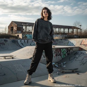 Sudadera de algodón con lavado ácido vintage para mujer, estilo industrial, holgada, para invierno - Product Image 6