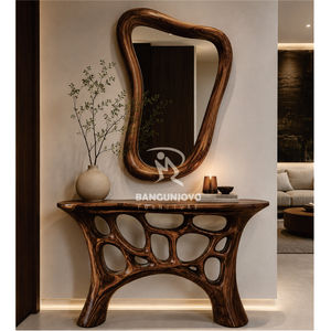 Modern Wooden <b>Console</b> <b>Table</b> & Modern Mirror Wall Decor - Product Image 1