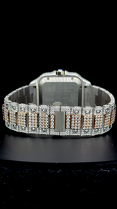 Reloj de Lujo con Moissanita de Corte Redondo, Completamente Adornado con Diamantes, Esfera Romana, Fecha Clásica, Reloj de Pulsera - Product Image 4