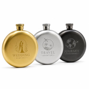 Flacon à whisky rond gravé sur mesure en gros – Cadeau personnalisé pour les garçons d'honneur, flacon de poche en acier inoxydable, OEM, cadeau de mariage en gros - Product Image 1