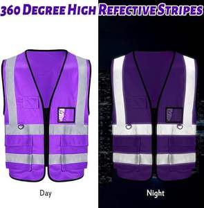 Gilet de sécurité haute visibilité réfléchissant ANSI Classe 2 pour la construction, avec LED clignotantes, imperméable, en polyester, certifié Oeko-Tex - Product Image 2