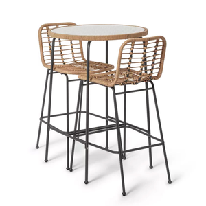Taburete de Bar de Ratán con Asiento de Mimbre Tejido a Mano y Estructura de Hierro para Decoración de Muebles de Bar en el Hogar - Product Image 2