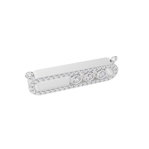 Pendentif Aarinya plaqué or 18 carats avec diamant de laboratoire, brillant, horizontal allongé, pavé, cage à 3 pierres, pour usage quotidien - Product Image 1
