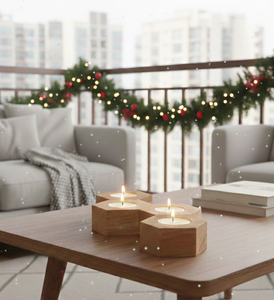 Porte-bougies hexagonaux modulaires en bois naturel - Product Image 3