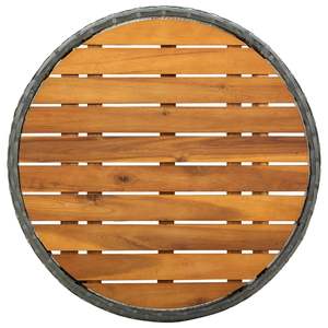 Mesa de té de 23.6 pulgadas de poliratán gris y madera maciza de acacia, muebles de patio - Product Image 4