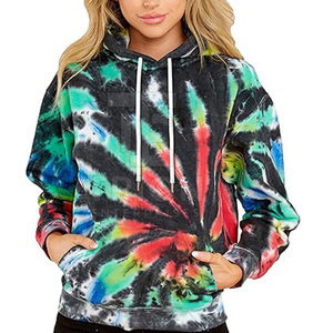 Sweats à capuche tie-dye fabriqués en usine, coupe-vent, en coton, de qualité supérieure, prix de gros, en vente. - Product Image 4
