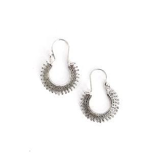 Pendientes de Aro de Plata 925 Estilo Étnico Indio, Acabado Antiguo, Joyería Fina Tradicional al por Mayor - Product Image 3