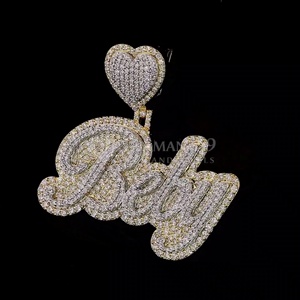 14k <b>Solid</b> <b>Gold</b> Baby Heart Hip Hop Moissanite Iced <b>Pendant</b> Necklace for Party - Product Image 4