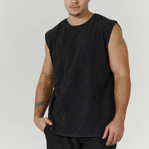 High Street <b>Vintage</b> Stonewashed Woven <b>Tank</b> <b>Top</b> for Men 100% Cotton Eco-Friendly Customizable Streetwear Gym Quick Dry Breathable - Product Image 5