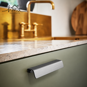 Brass Edge <b>Pull</b> Handle Brushed <b>Gold</b> Finish Solid Brass Cabinet <b>Drawer</b> Wardrobe Kitchen Cupboard Modern Furniture Knob <b>Pull</b> - Product Image 5