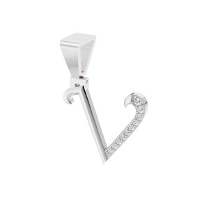 Pendentif en argent 925 tendance, lettre 'V' stylisée et incurvée, personnalisé, avec diamant pavé cultivé en laboratoire certifié IGI Aarinya - Product Image 3