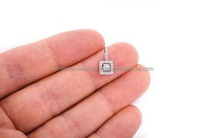 Elegante Collar con Colgante de Diamante Cultivado en Laboratorio, Diseño de Doble Halo Cuadrado Pequeño, Oro Blanco Sólido de 10K, para Mujer, Moderno y a la Moda - Product Image 5