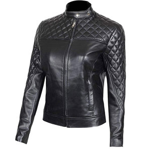 Women Slim Fit Leather <b>Jacket</b> Genuine Leather <b>Biker</b> Coat Fashion Motorcycle Outerwear Custom OEM Factory - Product Image 2