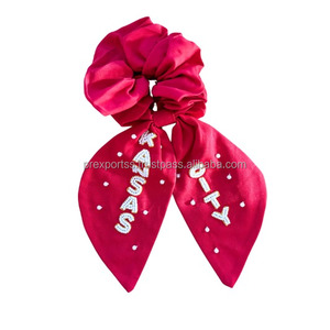 Scrunchie negro con reputación de cola, lazo de pelo bordado con cuentas de serpiente, soporte de cola de caballo elástico personalizado para fans de conciertos, regalo para niñas - Product Image 3