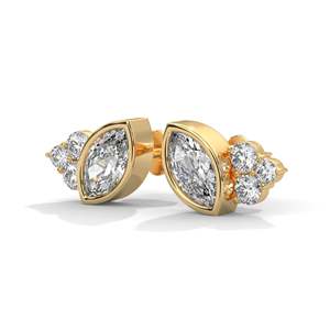 Pendientes de Diamantes con Corte Marquesa Chapados en Oro Rosa para Mujer, con Diamantes Laterales, Joyería de Lujo para Bodas - Product Image 6