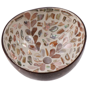Bol en noix de coco décoratif gravé de haute qualité, fait main, peint à la main, vente en gros à prix abordable, style rustique, idéal pour la maison, la cuisine ou comme cadeau - Product Image 3