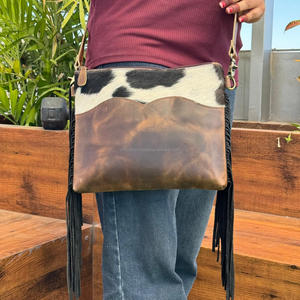 2025 vente en gros de haute qualité mode cuir de vachette bandoulière sacs à franges pour femmes sacs à franges en cuir véritable sac à bandoulière - Product Image 4