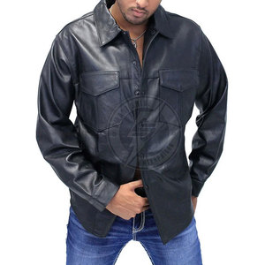 Camisas de cuero para hombre a precio razonable para venta en línea, nueva llegada, camisas de cuero de color sólido para hombre - Product Image 3