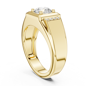 Yellow Gold Plated Diamond <b>Ring</b> Round Brilliant Solitaire Band <b>for</b> <b>Men</b> Wedding Engagement Jewelry - Product Image 3