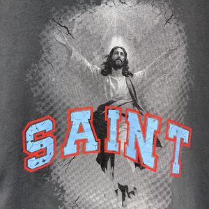 T-shirt surdimensionné pour homme Saint Men's, manches courtes, imprimé graphique, style streetwear, col rond, jersey en coton noir - Product Image 6