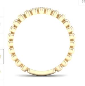 Classic Unisex Yellow Gold Eternity Band Ring Brilliant Cut Natural Stone Prong Setting Ball Shape Design 18K Solid Gold Rhodium - Product Image 3