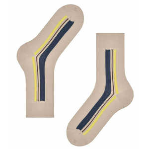 <b>Men's</b> Beige Crew <b>Socks</b> With blue And Yellow <b>Stripes</b> Knitted Cotton Spandex Breathable Daily Wear Regular Fit Spring Season crew. - Product Image 5