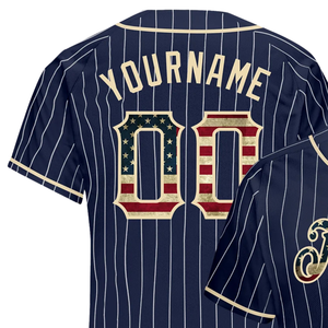 Navy White Pinstripe Baseball Jersey for Men Button Down Team Uniform Breathable Lightweight <b>Athletic</b> Tournament Sports Apparel - Product Image 3