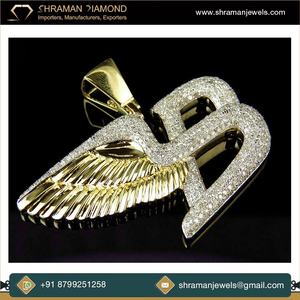 SHRAMAN DIAMOND Colgante Fino de Plata de Ley 925 con Moissanita y Letra Inicial B Personalizada, Chapado en Rodio, Estilo Hip Hop para Hombre - Product Image 5