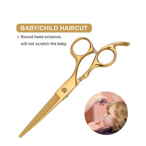 Tijeras de Peluquería Profesionales 4Cr13 con Puntas de Acero Inoxidable Chapadas en Oro, Ligeras y Plegables para Salón de Belleza - Product Image 3