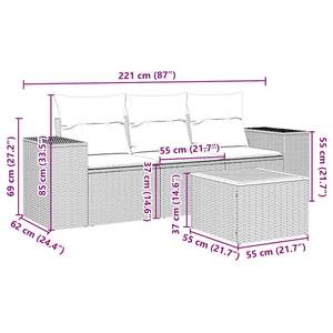 Ensemble de canapés de jardin blanc crème et noir - Product Image 3