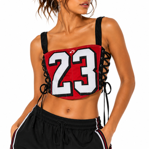 Top Corto Estilo Corsé con Cordones para Mujer, Estilo Deportivo Y2K, Ropa Deportiva Urbana, Estilo de Carreras Personalizado, Fabricante de Camisetas para Mujer OEM - Product Image 1