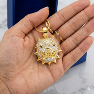 Collar de Plata 925 Bañado en Oro con Colgante de Cara de Pitbull con Púas, Estilo Hip Hop, con Diamantes Cultivados en Laboratorio, Personalizado, Moderno y de Alta Gama, para Fiesta - Product Image 3